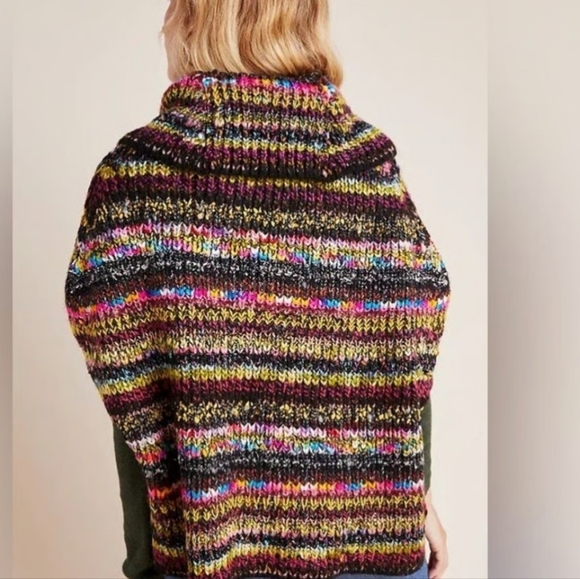 Anthropologie Multicolor Piera Knit Chunky Turtleneck Poncho - Picture 4 of 7
